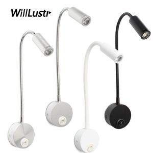 3W LED Lampada da parete in alluminio a collo di cigno Tubo Sconce Hotel Cafe Bar Comodino Tubo Corridoio Luce Portico Balcone Camera da letto Illuminazione da lettura