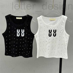 Women's Plus Size T-Shirt designer Letters Knitted Tanks Tops White Black Rhinestone Womens Sweaters Sexy Street Style Vest Knits Shirts 6HJH