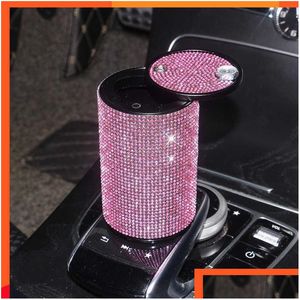 Altri accessori interni Posacenere per auto Fumo Portabicchieri Portacenere Portacenere Strass rosa per auto Diamond Women Drop Delivery Mobile Dh9Hw