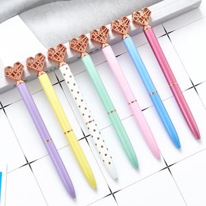 Hollow Heart Metal Ballpoint Pen Cute Business Signature Roller Ball Pens Office School Writing Supply Stationery Birthday Gift