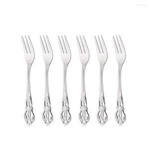 Servis uppsättningar Luxuty Mirror rostfritt ståltegaffel Set 6 PCS Fruit Cake Snack Dessert Forks Silver Small Salad Cutery Kitchen redskap