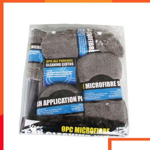 Interiörbilfärgunderhåll 9st Wash Cleaning Kit Microfiber handdukar som beskriver borstsvampfälg Tvätt Glove Polish Pads Detai DHDZC