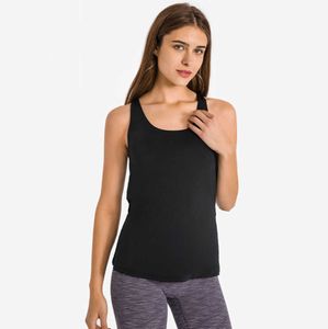 L55 Topy zbiornikowe joga koszula bluzka moda oddychająca cienki smock dwuczęściowy płaski sporty sportowe biustonosza Koszulki biegowe ubrania fitness z wyjmowaną klatką piersiową