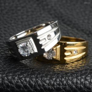 Cluster-Ringe im 2023-Stil, Edelstahl, verblasst nicht, stilvolle Einfachheit, Verlobung, Ehering für Männer, silberfarben