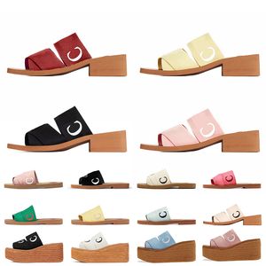 High Heel Woody Sandals Embroidered Linen Flat Mule Designer Slippers Famous Women Slides Espadrille Wedge Platform Loafers Shoes Fashion Summber Slliders Coach