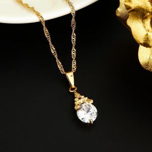 Pendant Necklaces Trendy Christmas Golden Plated Cubic Zirconia Pagoda Necklace Crystal Jewelry