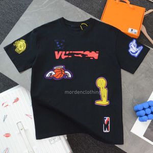 Camiseta masculina e feminina de manga curta tecido de alta qualidade respirável basquete L casal design logotipo impresso novo verão 487161