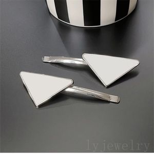 Triangle designer hair clip luxury women hairpin plated silver fashion accessories enamel material special cute mens womens snap clips traveling ZB046 E23