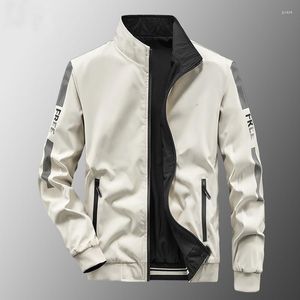 Men's Jackets Spring Autumn Men Jacket Reversible Coat Khaki Black Fashion Trend Casual Baseball Uniform Winter Male Double Sided Zipper