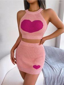 Work Dresses Women Summer Contrast Bodycon Slim Dress Sets Elegant Casual Fashion Office Lady Streetwear Pullover Sleeveless Skirt Suit 2023