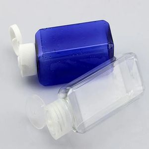 new 50ml(1 2/3OZ) Assorted Color Refilling Plastic PET Bottle Square Sample Bottles with Easy Flip Cap Top Quality