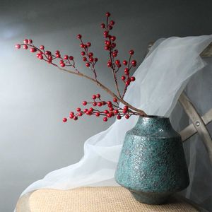 Fiori secchi Fai da te Bacche rosse Pianta Ramo artificiale Accessori decorativi finti in plastica per decorazioni natalizie di Capodanno