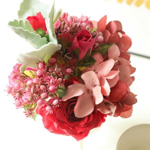 Flores secas estilo europeu jasmim buquê simulação hortênsia peônia para hotel casamento decoração de casa