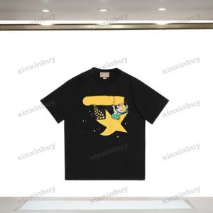 Xinxinbuy Men Designer Tee Tシャツ23SSラブスターチャイルドプリント半袖コットン女性ブラックアプリコットXS-2XL