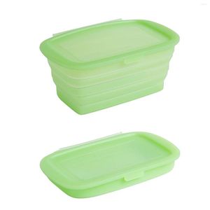 Dinnerware Sets Foldable Silicone Storage Container Clear Grade Safe Bento Box Freezer Dishwasher Microwave