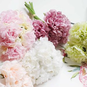 Torkade blommor Silk Hydrangeas Artificial Flowers Wedding Decoration Rose Peony Mariage Bouquet Pink Fake Home Decor White Valentines