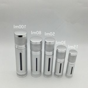 Silver Airless Vacuum Pump Lotion Bottle With White Cap Cosmetic Containers 15ml 30ml 50ml 80ml 100ml F515 Bkmqt