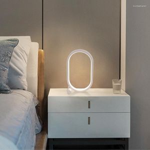 Candeeiros de Mesa F2 25CM Lâmpada LED Quarto Novidade Escrivaninha Oval Sala de Estar Preto/Branco Dimerizável Cabeceira RGB Luz Noturna Decoração