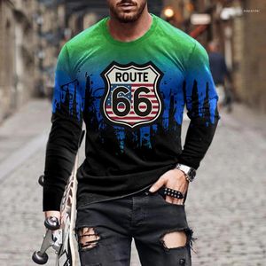 Мужские футболки для футболки мужская футболка повседневная мода осень и зима 3D-печать цифровой круглой шеи с длинным рукавом