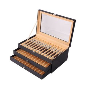 Etuis 36 Slots Pen Display Box Leer Flanel Pen Organizer Box Glazen Venster Pen Display Case Opbergdoos Pen Collectie Display 230620