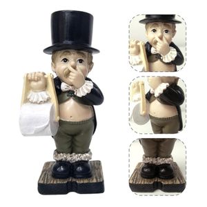 Decorative Objects Figurines Funny Creative Spoof Paper Holder Statue Cute Resin Mobile Toilet Butler Sculpture for HomeDesktop Decor 230619