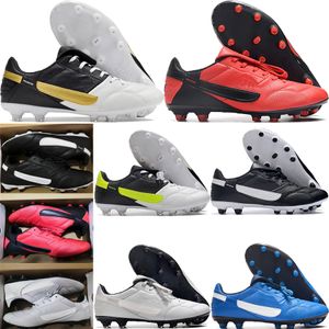 Enviar com bolsa Chuteiras de futebol de qualidade Tiempo Legend Premier III 3 FG Chuteiras de futebol retrô clássicas para homens Couro macio Chuteiras de futebol de treinamento confortáveis Tamanho EUA 6,5-12