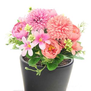 Flores secas 29 cm pontas pequenas hortênsia seda peônia buquê de flores artificiais barato flores falsas adequadas para decoração de casamento em família