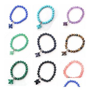 Bärade strängar armband semi ädelsten merkaba yoga pärla helande kristaller chakra armband handgjorda smycken för kvinnor dro dhdg7