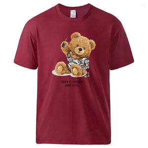 T-shirt da uomo Please Repair Me To E-Power Teddy Bear T-shirt vintage in cotone a maniche corte da uomo Casual Cool Tops T-shirt basic da abbinare