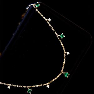 Подвесные ожерелья 2022 925 Серебряное серебряное серебро aaaa green Zircon Choker Seall для женщин шикарно элегантный мори