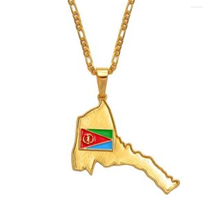 Colares com Pingente Anniyo Eritreia Mapa Bandeira Mulheres Homens Cor Dourada Jóias Étnicas África Mapas Da Eritreia #032506