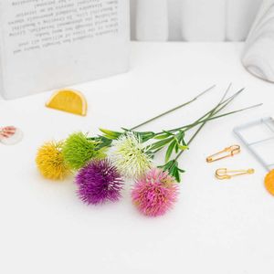 Dried Flowers 5Pcs 25Cm Silk Dandelion Bouquets Decorative Plastic Fake Wholesale Artificial For Party Wedding Green Decor