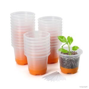 Planters Pots 30 Packs 4" Reinforced Clear Nursery Pots with Silicone Base for Easy Transplant Transparent Plastic Plant Pot R230620