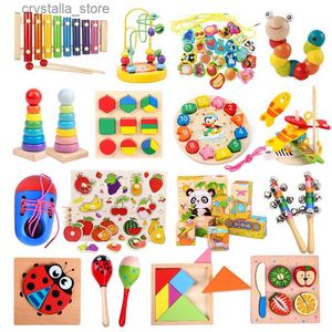 Montessori Baby Toys 2 Years Educational Math Toy Wooden Puzzle Bead Wire Maze Roller Coaster Abacus For Kids Toddler Toys L230518