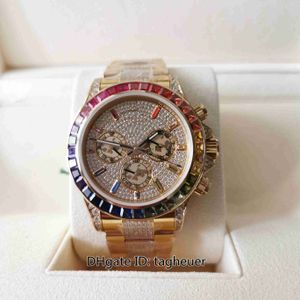 Rainbow Diamond Gem Beze Bands Mens Watch Cal.4130 Ruch 40 mm kosmograf 116599 RBOW 18K Rose Gold Chronograph Mechaniczne automatyczne zegarki na rękę męskie zegarki