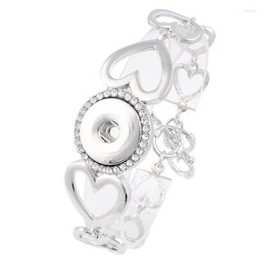 Charm Bracelets Metal Xinnver Snap Bracelet Fashion Heart DIY Charms Bangles Fit 18mm Buttons Jewelry For Women ZE073