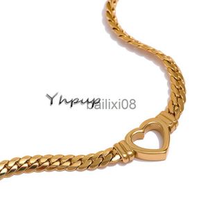 Подвесные ожерелья YHPUP Heart Chain Shearle Seanlesse Steel for Women Fashion Metal Texture Плоская ворота водонепроницаем