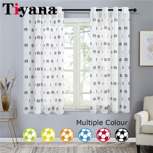 Curtain Cartoon Embroidered Football Sheer Tulle Curtains For Children Boys Living Room Bedroom Window Drape White Voile Cortina 230619