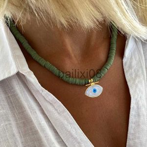 Collane con ciondolo Femme Vintage Glamour Polymer Clay Silicone Perline Girocollo Uomo Donna Evil Eye Ciondolo Neckle 2022 Beh Holiday Jewelry Collare J230620