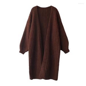 Women's Knits 2023 Fashion Autumn Casual Long Sleeve V-neck Cardigans Brown
