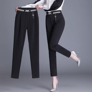 韓国の女性服ファッションブラックスーツパンツ春秋新しい弾性ハイウエストスリムカジュアルペンシルストレートズボン