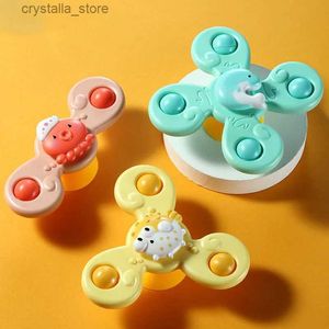 Montessori Baby Bath Toys For Children Bathing Sucker Fidget Spinner Suction Cup Toy For Kids Educational Baby Games Rattle Toys L230518