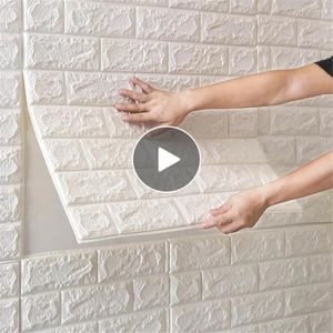 Papel de parede macio 3D espuma papel de parede autoadesivo à prova d'água tijolo adesivo renovação sala de estar decoração de casa para crianças 70x77cm 5mm de espessura