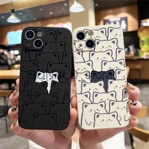 Cell Phone Cases Cute Cat Couple Mobile Phone Case for IPhone 14 13 12 11 Pro Max X Xs Max Xr 7 8 Puls SE 2020 Cases Soft Silicone Cover J230620