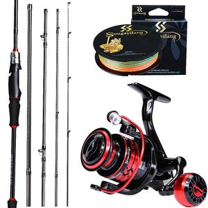 Rod Reel Combo Sougayilang 1.8m 2.1M Bass Canne da pesca e mulinello da pesca a spinning Combo con 100m Lenza intrecciata Attrezzatura da pesca Kit completo 230619