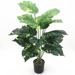 Flores decorativas 70 cm 18 folhas falsas banana plantas artificiais palmeira tropical folha de banyan de plástico para festa de jardim em casa decoração ao ar livre