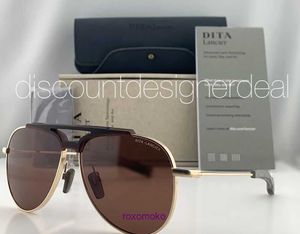 Лучшие оригинальные оптовые солнцезащитные очки Dita Sun Glasses Dita Lancier Aviator Sunglasses DLS401 60 01 коричневое золото поляризованная земля