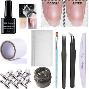 Other Items Nail Fiberglass Repair Glue Silk Tweezers Set For Salon Manicure Tools 230619