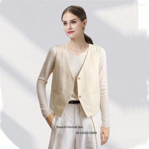 Damen-Westen, Damen-Anzug-Leinenweste, einreihig, schmale Passform, Pendler-Büro, ärmellose Jacke, Sommerweste im offiziellen Zevity Store