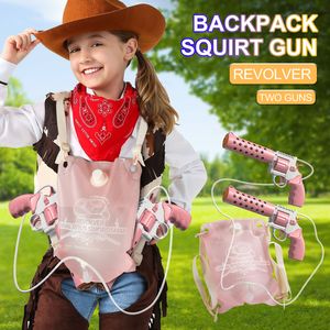 Gun Toys Electric Water Gun S Revolver Automatisk Burst ryggsäck Vattenpistol Stor kapacitet Utomhus Sport Summer Beach Pink Gun 230619